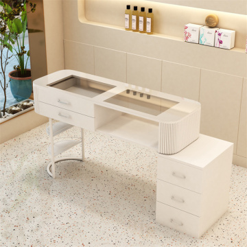 Modern Luxury Nail Table: Perfect Furniture Desk for Salon and Workshop with Storage and Power Socket