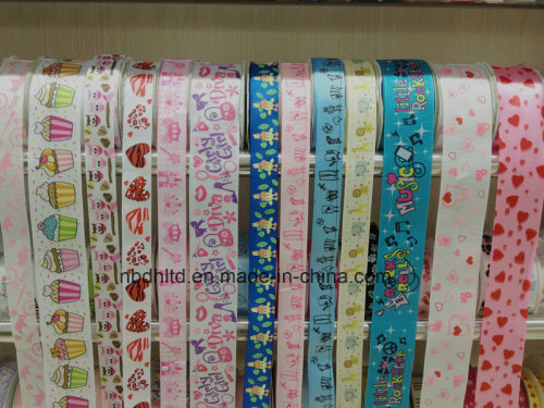 Decorative Ribbon Colorful Printed Satin Ribbon and Grosgrain Ribbon