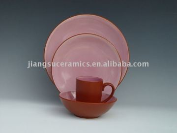 colorful mug dish plate bowl with reactive glaze stoneware dinnerware set for gift