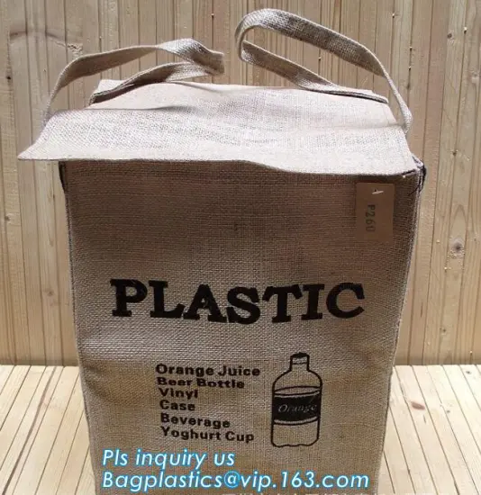 Customized hot sale jute household folding laundry basket, natural eco-friendly jute handled classified storage laundry bag hous