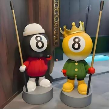 3D-печатная пара фигурок талисмана бильярдного шара