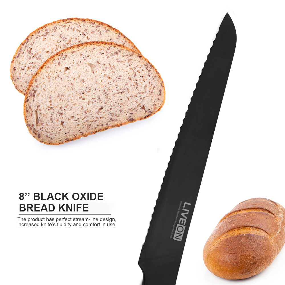Cuchillo para pan de línea de óxido negro de 8 &#39;&#39;