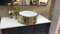 Luxury Ceramic Bathroom Gold Color Wash Sink