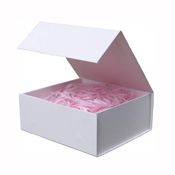 Magnetic Gift Boxes with Custom Logo - White Magnetic Gift Box with Ribbon