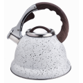 White marble whistling stovetop tea pot kettle