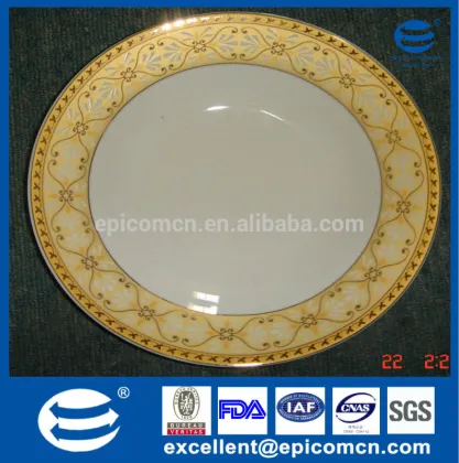 luxury golden bone china crockery of china flat plate
