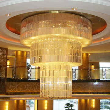 Customized Hotels with Golden Crystal Chandeliers and Large Ceiling Chandeliers
