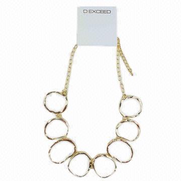 Irregular Cast/Large Cream Enamel Necklace in Gold Plating, Bestselling Item for Spring/Summer