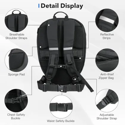Programmable LED Knight Backpack - Waterproof Hard Shell Travel Bag for Motorcycles