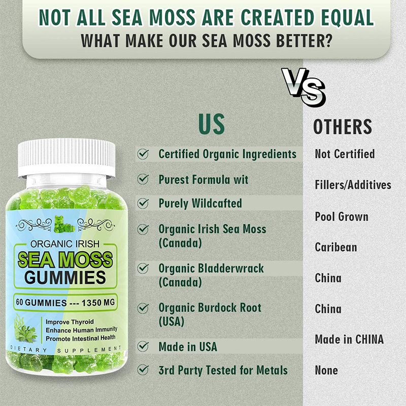 OEM/ODM Immune Support Vegan burdock root Sea moss gummies Mix Berries Flavor Seamoss Gummies