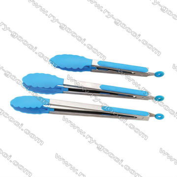 NEW SILICONE SILICON MINI GRIP TONGS BLUE BBQ KITCHEN UTENSIL TONG