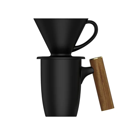 Black Matte Pour Over Coffee Set with Ceramic Dripper and Mug