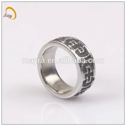 religious cross black epoxy stainless steel jewelry italian design ring