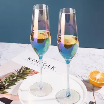 Colorful Transparent Crystal Glass Goblet Fantasy Rainbow Champagne Wine Glass