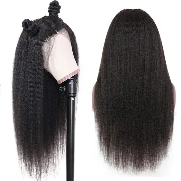 Wholesale Natural Color Kinky Straight HD Lace Front Wig Human Hair Wigs Fast Shipping Remy Virgin Human Hair Full Lace Wigs