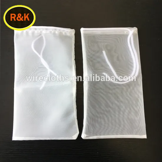 Custom small polyester nylon monofilament mesh filter bag with drawstring for milk and tea