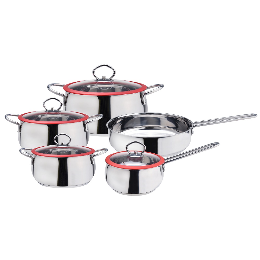 New stainless steel 9pcs belly shape cookware set
