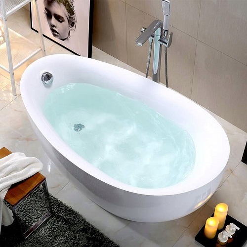 Acrylic Thin Edge White Small Oval Bathtub