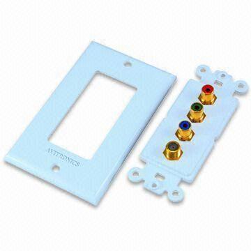 Audio Video Wall Plate with 3RCA Component + F Female, RoHS Certified