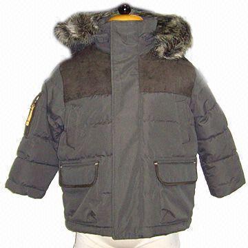 Children's Padded Jacket with Removable Hood Joint and Metal Snaps