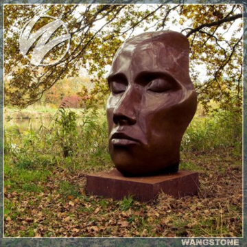 Brass large sleeping man head outdoor garden statues