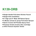 Black 304 Water Tap Pull-Out Sprayer Kitchen Faucet