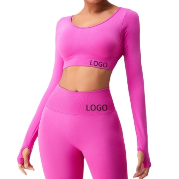 Quick-Dry Seamless Yoga Top: Women's Long-Sleeved Cross-Back Sports Fitness Wear