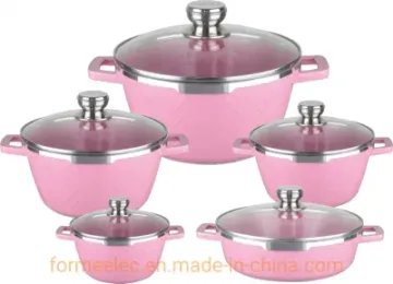 Kitchenware 12PCS Granite Set Ceramic Coating Casserole Set Aluminum Cookware Set