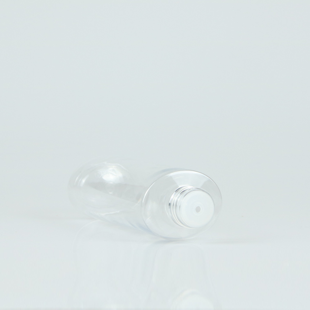 Bouteille de forme ovale de toner transparent en plastique pour animaux de compagnie de 150 ml