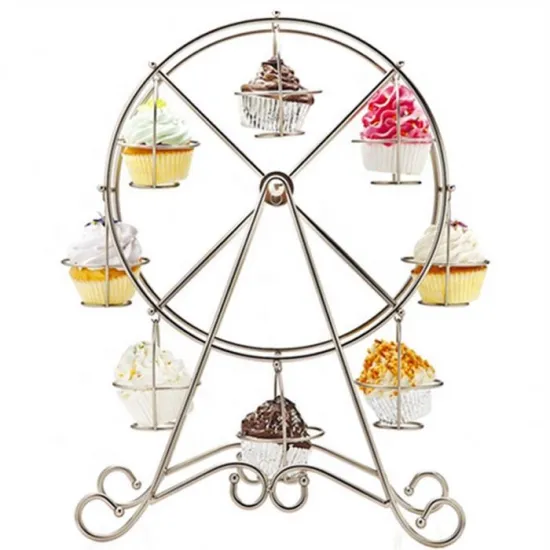 Silver Iron Ferris Wheel 8 Cup Cupcake Display Stand for Wedding Party