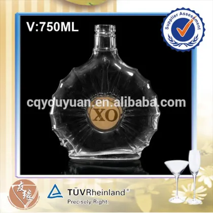 Super Flint Glass Flat Xo Bottle Glass Voss Glass Bottles 750 ML