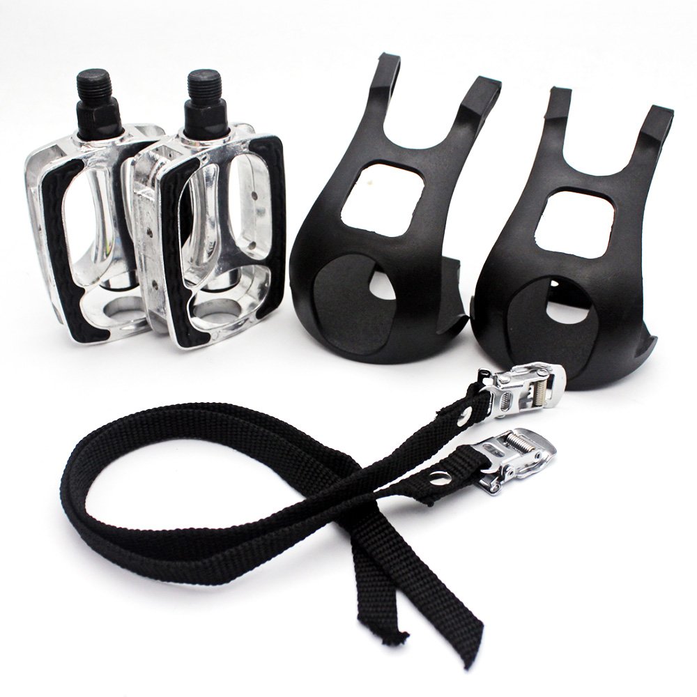 Bike Pedals with Toe Clip and Straps