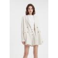 Notched Lapel Single Breasted Beige Uniform Blazer Suit