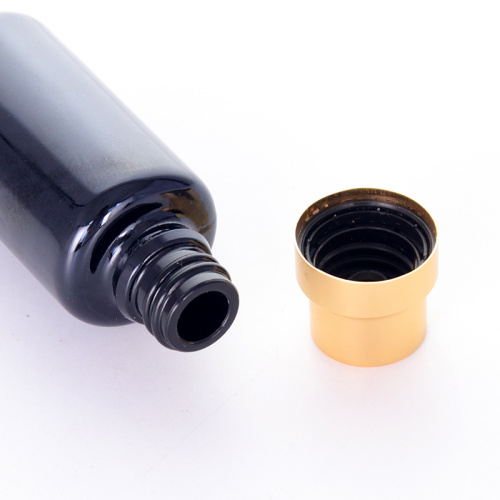 Black Round Glass Bottle With Golden Screw Caps