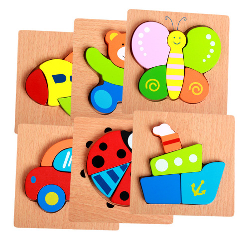 Wooden Animal Puzzles for Toddlers 1 2 3 Years Old, Boys & Girls Educational Toys Gift with 4/6 Animal Patterns