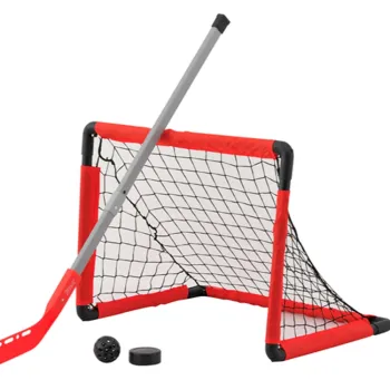 Children's Mini Plastic Ice Hockey Stick Net Set with Goal Post and Bag