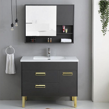 Armoire de salle de bain en bois massif avec miroir