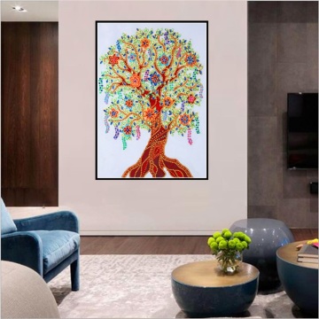 Tableau de diamant de la mode des arbres de couleur 5D