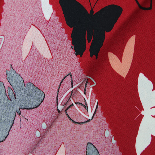 Butterfly Printed With Rayon Plain Fabric