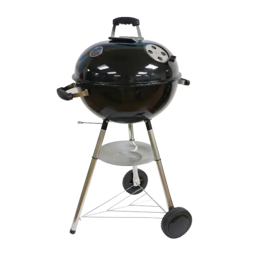 22.5 inch outdoor removable enameled charcoal kettle grill round steel folding cart camping garden cooking family use