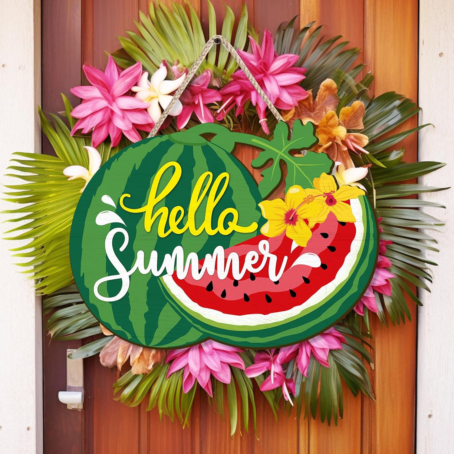 Hello Summer Watermelon Wooden Door Hanger
