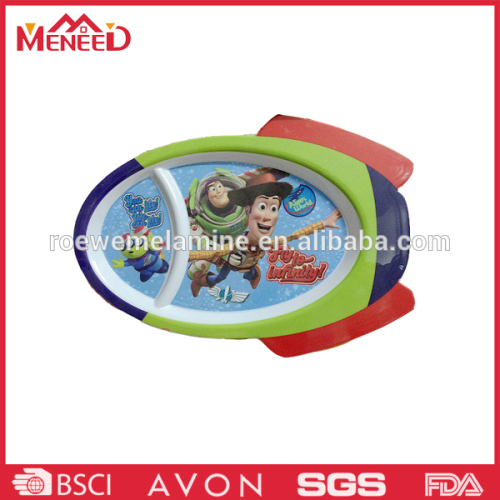 Colorful boat shape melamine kids novelty plate