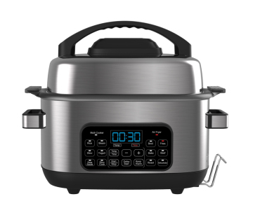 2021 Multi-Cooker Stainless Steel 6L Air Fryer with Broil, Roast, Bake, Slow Cook, Rice Steam, Stew, and Air Fry Functions