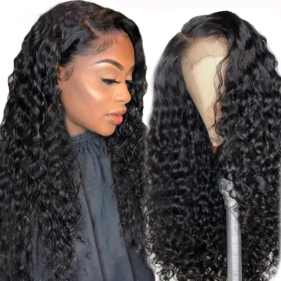 OEM Unprocessed Brazilian Human Hair Lace Frontal Wig Vendors Water Wave Virgin Cuticle Aligned Swiss Lace 100% Human Hair Wig