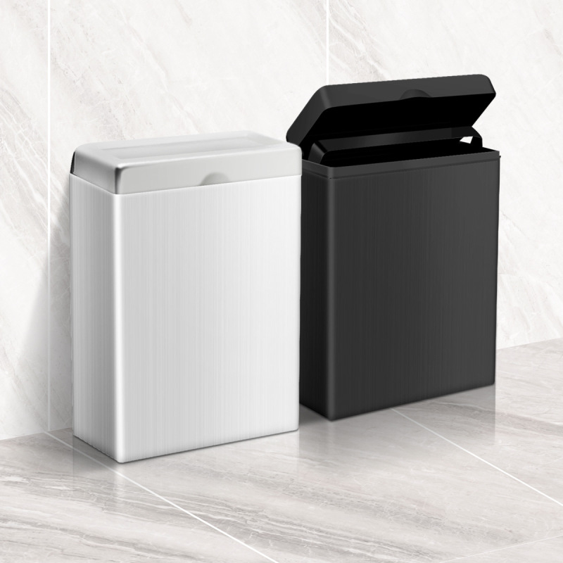 Durable Stainless Steel Wall Mounted Trash Can for Bathroom