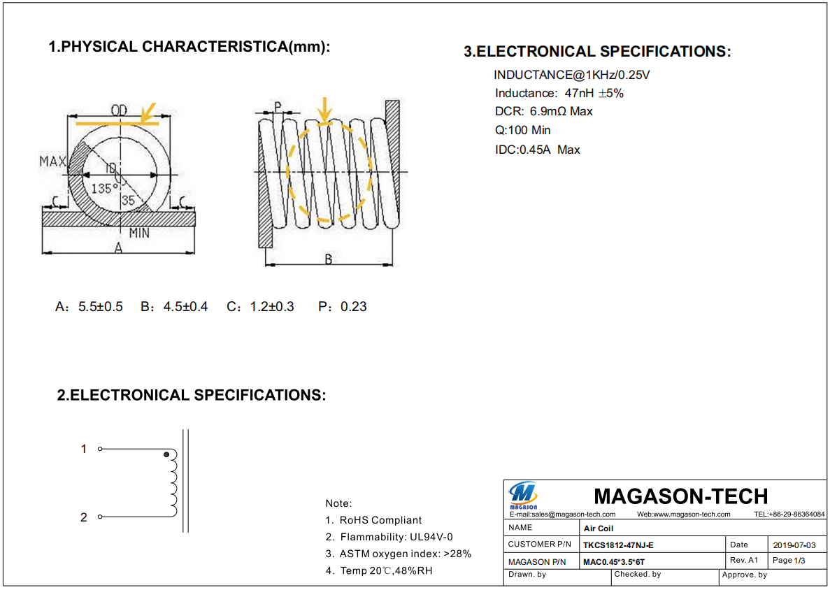 Air Coil Specs