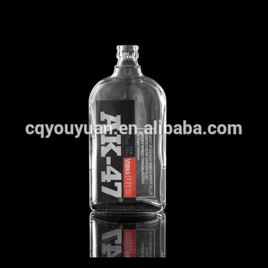 Custom made printed flat glass bottle 500ml for alcohol