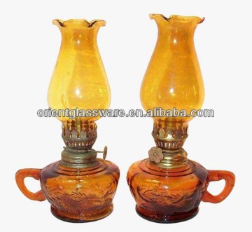 Amber Glass Hurricane Lamp,Oil Lamp Chimney