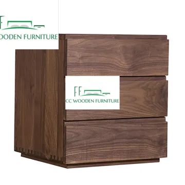 Modern minimalist black walnut wood bedside tables nightstands