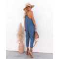 Women's V Neck Spaghetti Strap Harem Leg Jumpsuit